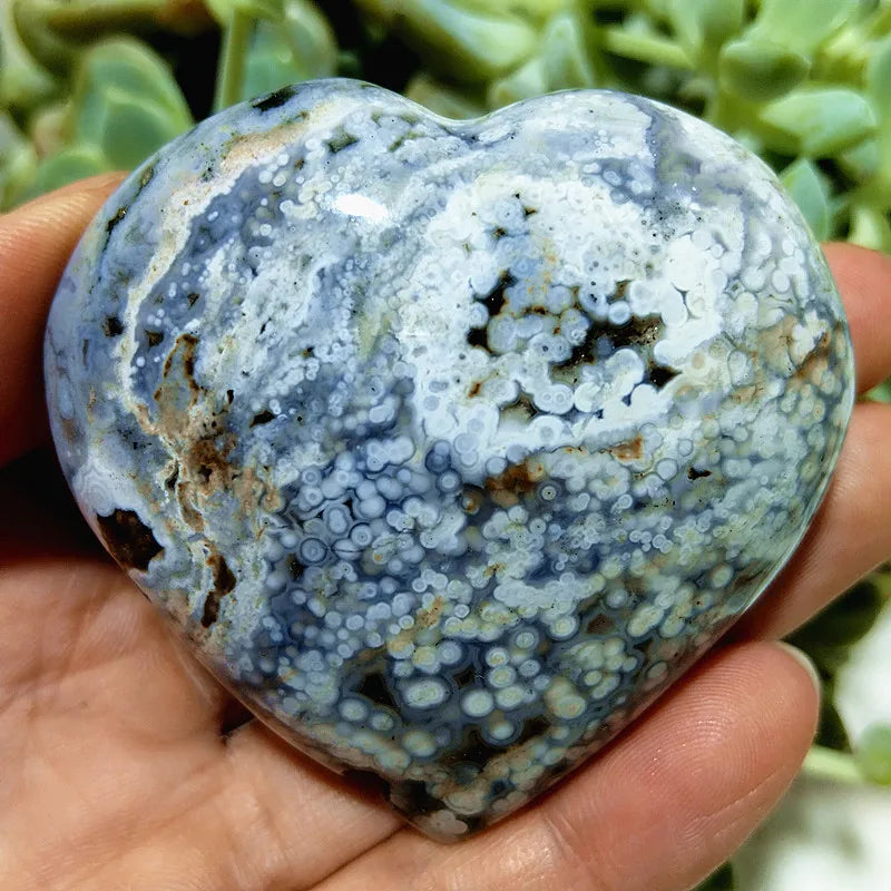 Ocean Jasper Crystal Carved Polished Heart Specimen