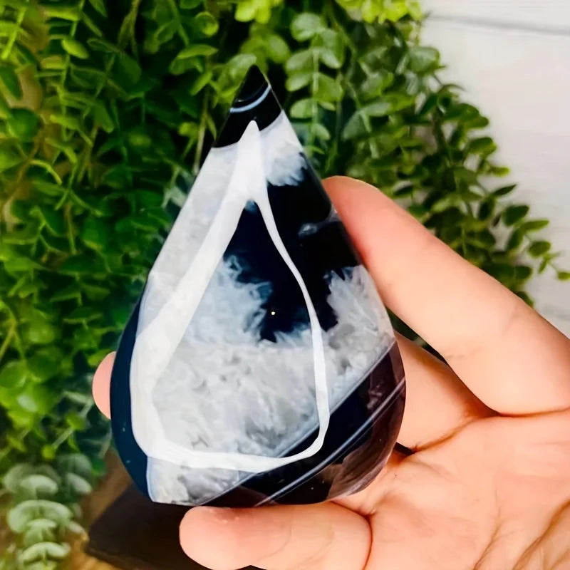 Black and White Agate Crystal Polished Torch