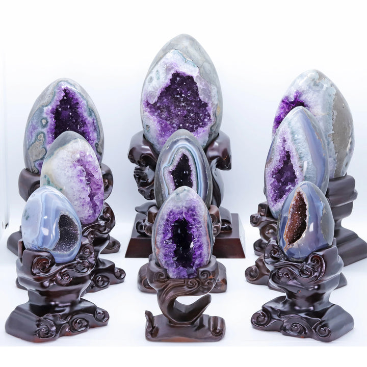 Amethyst Crystal Natural Geode With Stand Statement Piece