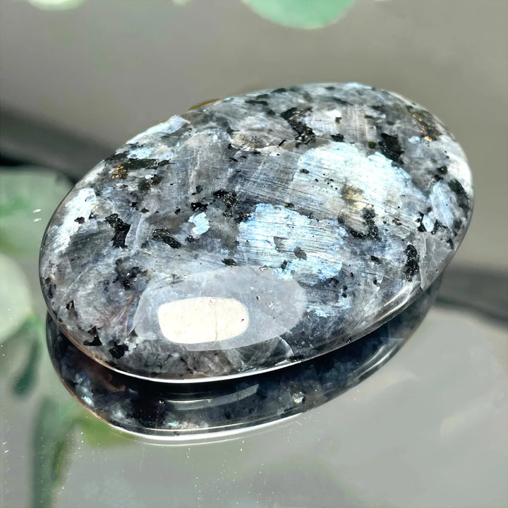 Larvikite Crystal Palm Stone