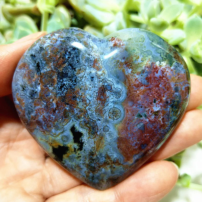 Ocean Jasper Crystal Carved Polished Heart Specimen
