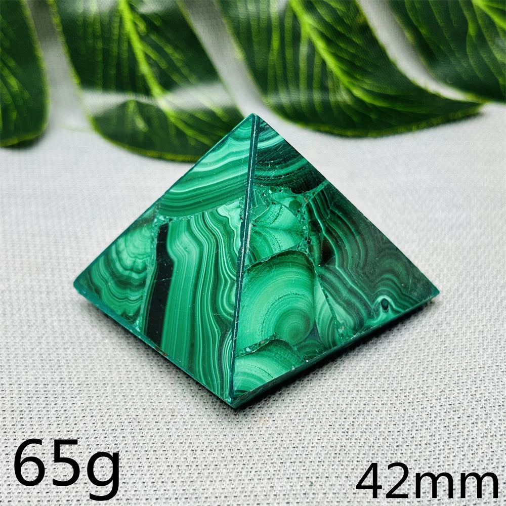 Malachite Crystal Pyramid Handcrafted Sacred Geometry