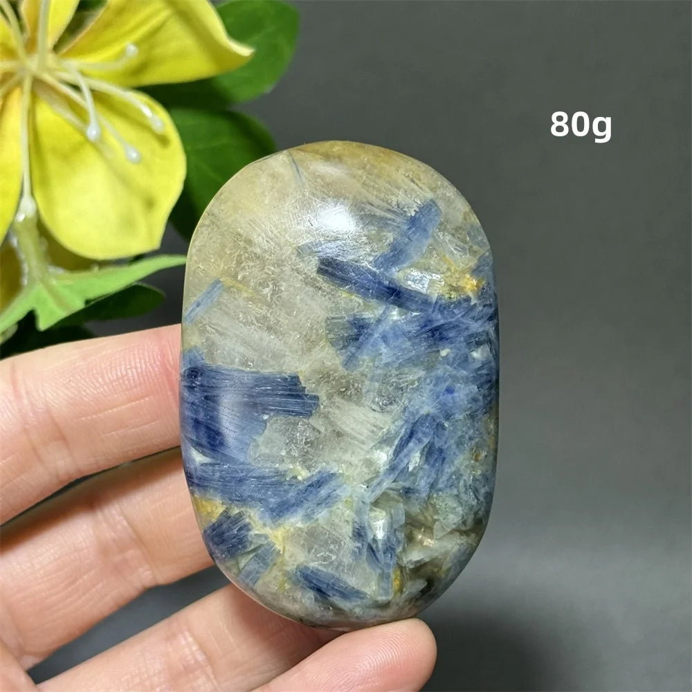 Blue Kyanite Crystal Palm Stone Natural Polished Piece
