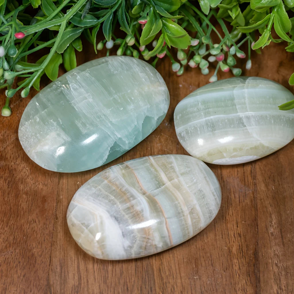 Caribbean Calcite Crystal Polished Palm Stone
