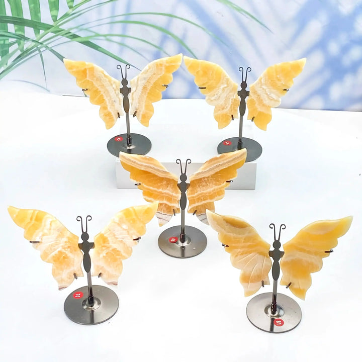 Mixed Stone Crystal Carved Butterfly in Five Materials