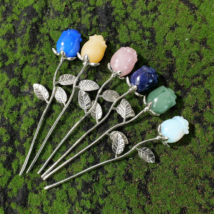 Crystal Carved Rose Flower Natural Gemstone in 11 Materials