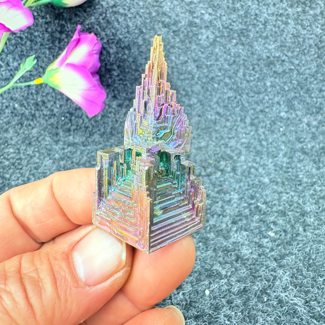 Rainbow Bismuth Crystal Pyramid Collector Specimen