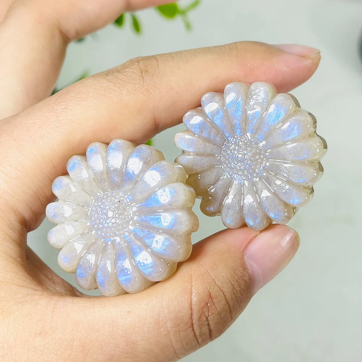 Crystal Carved Flower Sculptures in Multiple Stones