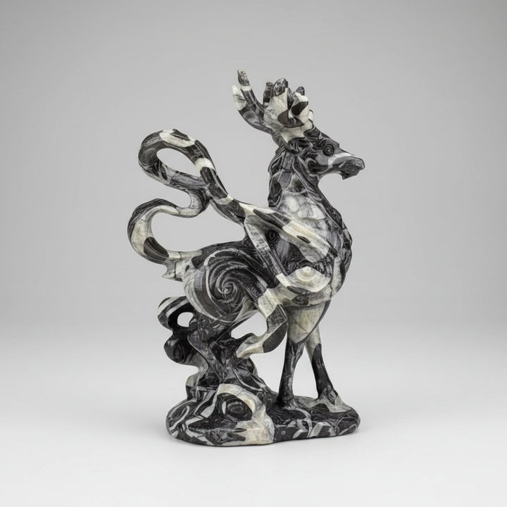 Shell Stone Crystal Carved Deer Figurine Polished Statue