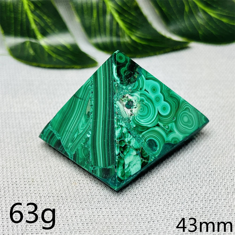 Malachite Crystal Pyramid Handcrafted Sacred Geometry