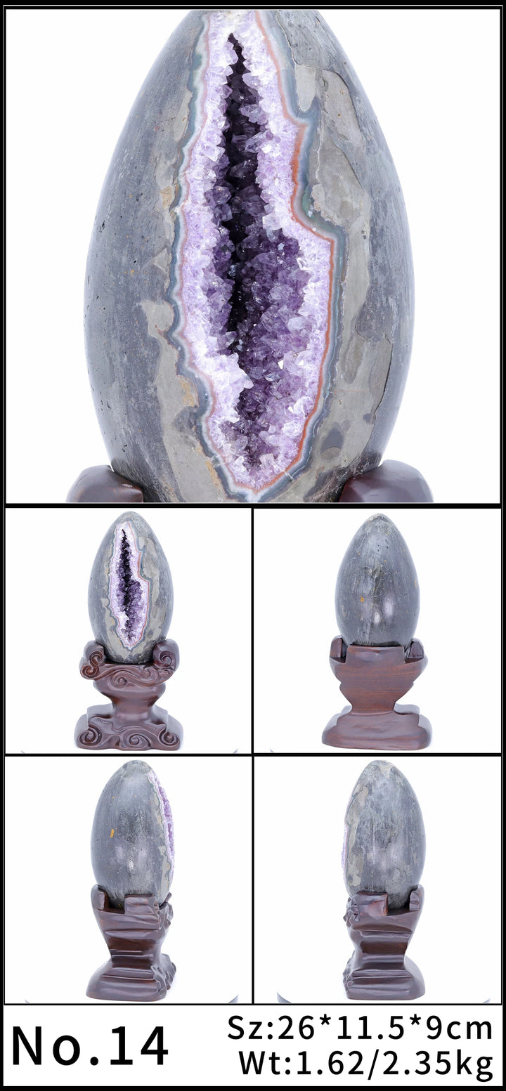 Amethyst Crystal Natural Geode With Stand Statement Piece