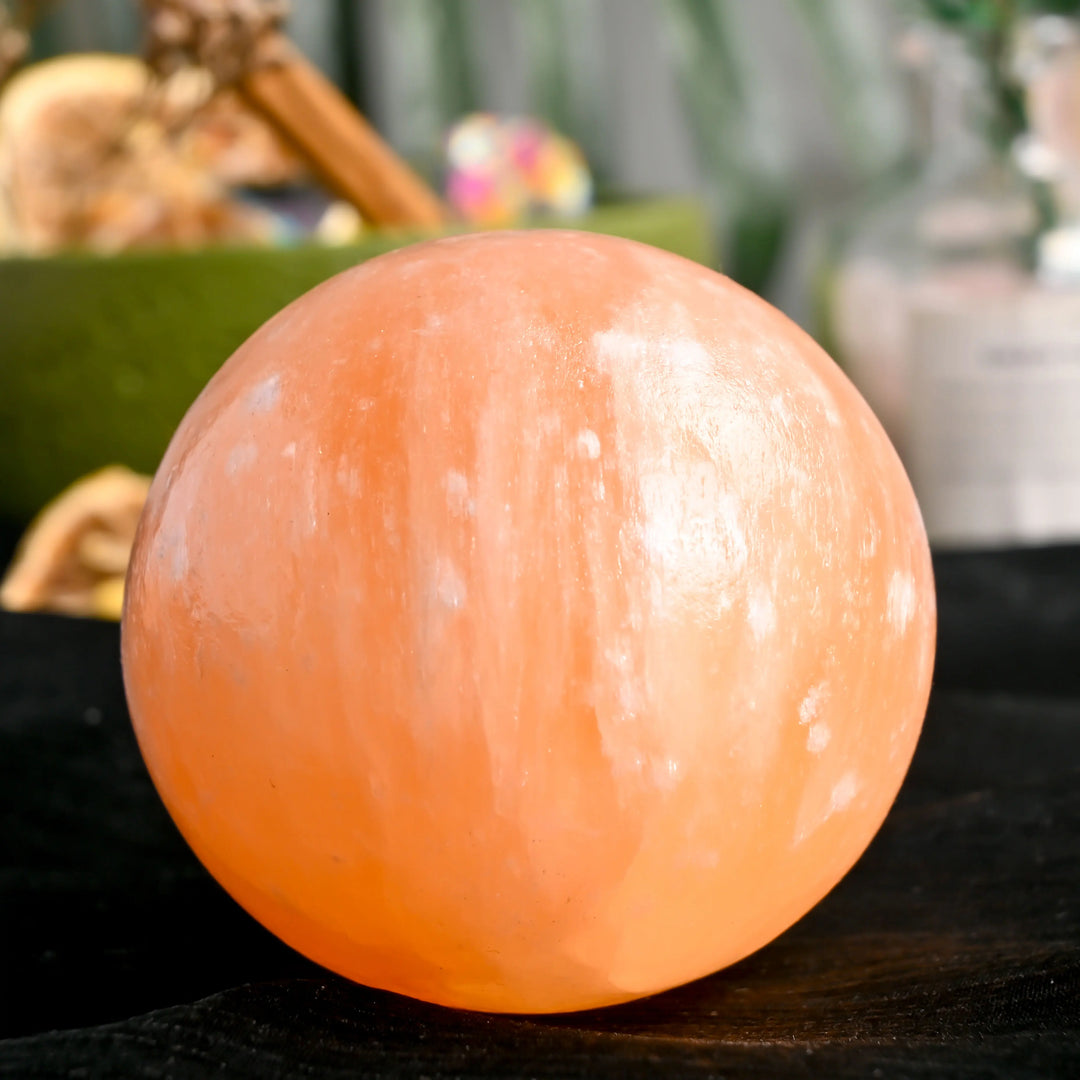 Orange Selenite Crystal Polished Sphere