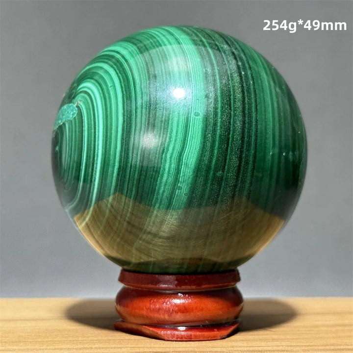 Malachite Crystal Polished Sphere with Display Base