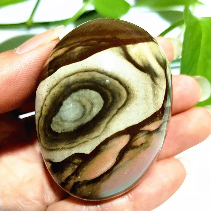 Natural Polychrome Jasper Polished Crystal Palm Stone