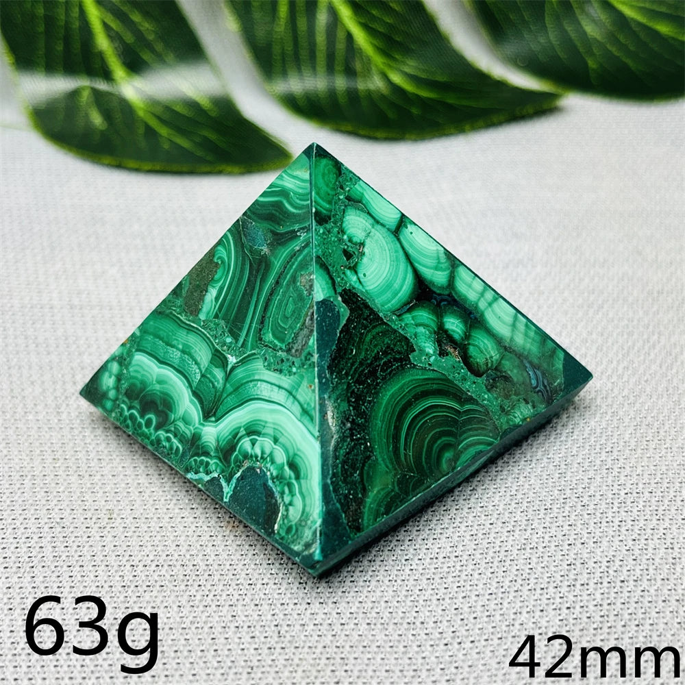 Malachite Crystal Pyramid Handcrafted Sacred Geometry