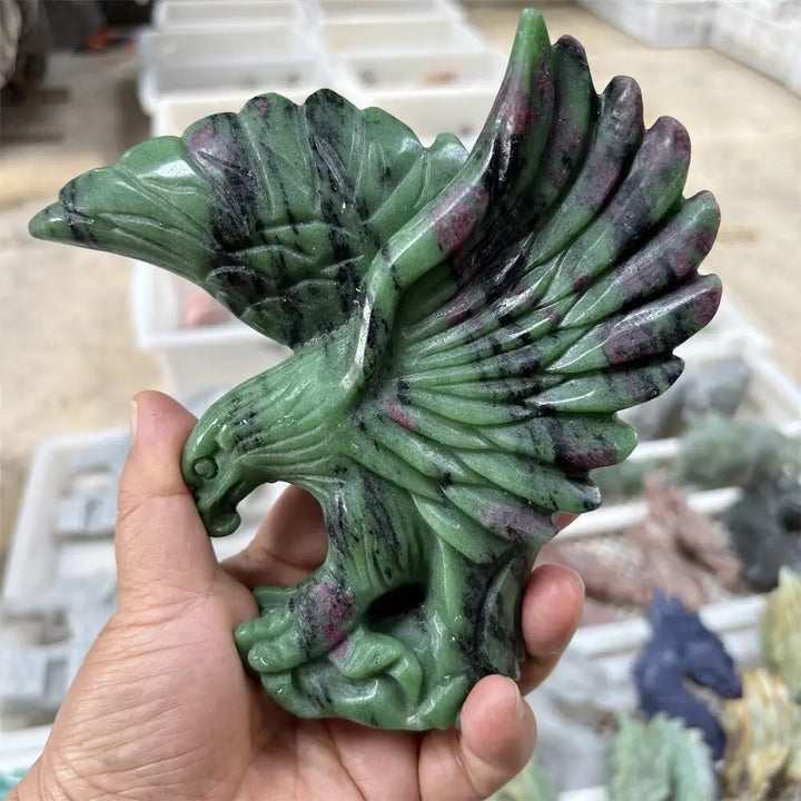 Ruby in Zoisite Crystal Carved Eagle Collector Piece