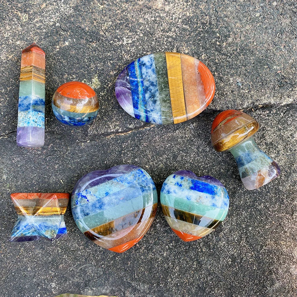 Seven Chakra Crystal Fused Polished Stone Collection