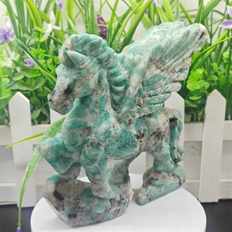 Amazonite Crystal Carved Unicorn Collector Sculpture