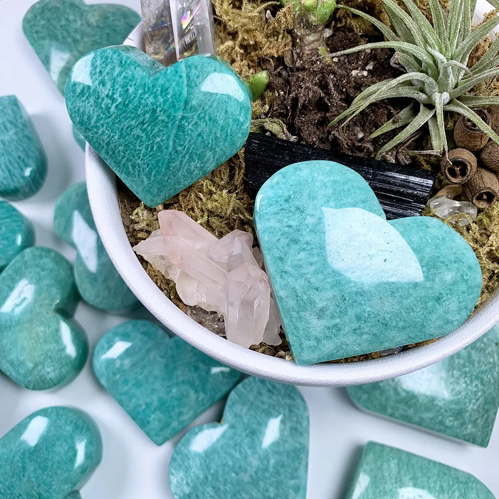 Amazonite Crystal Polished Heart Figurine Natural Stone