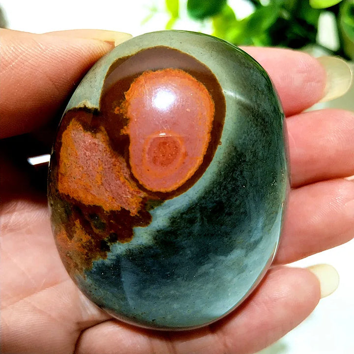 Natural Polychrome Jasper Polished Crystal Palm Stone