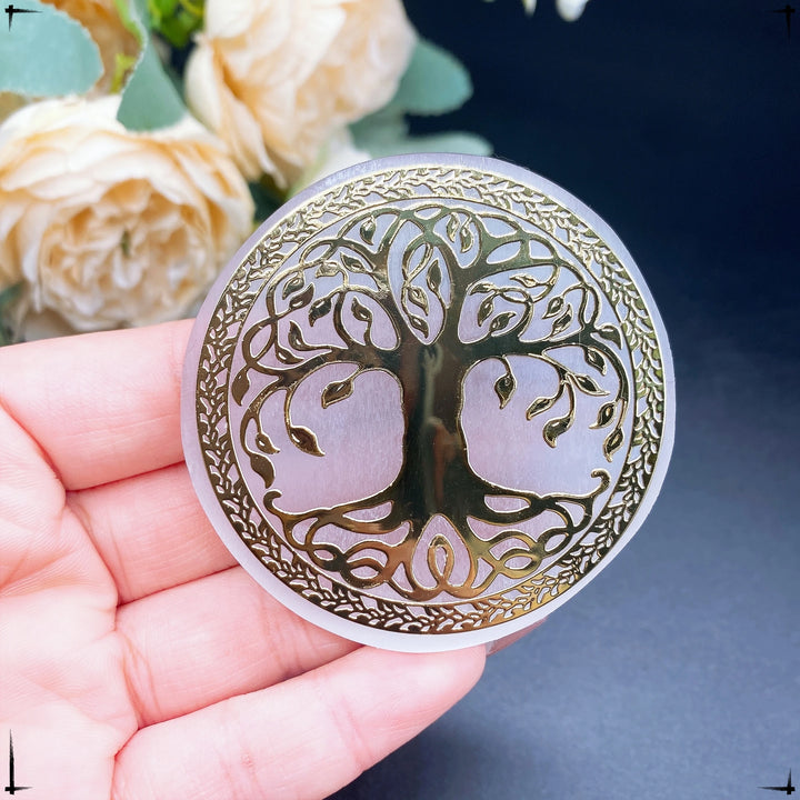 Selenite Crystal Charging Plate Engraved