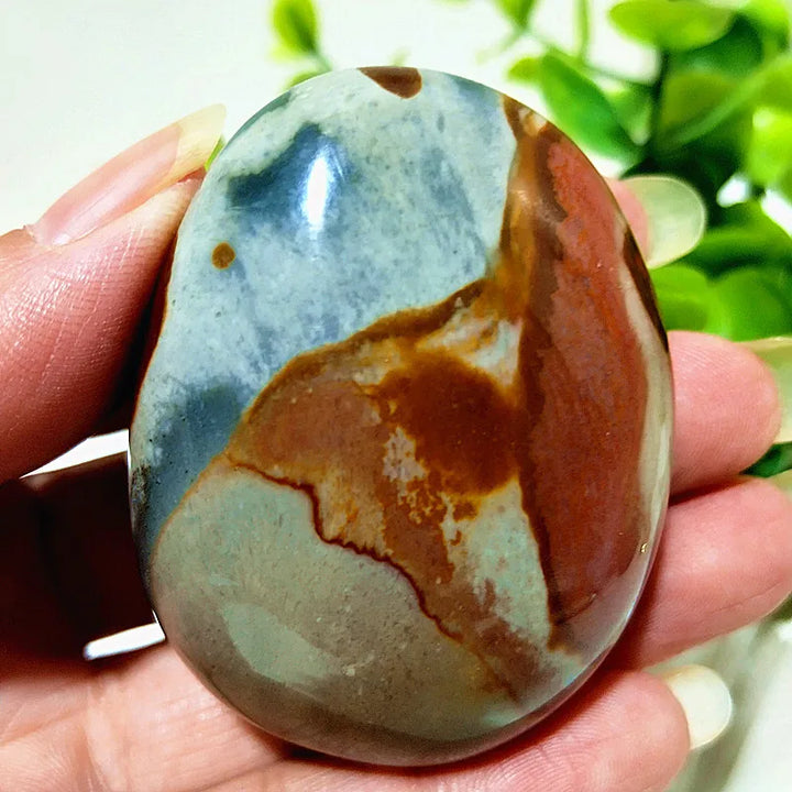 Natural Polychrome Jasper Polished Crystal Palm Stone