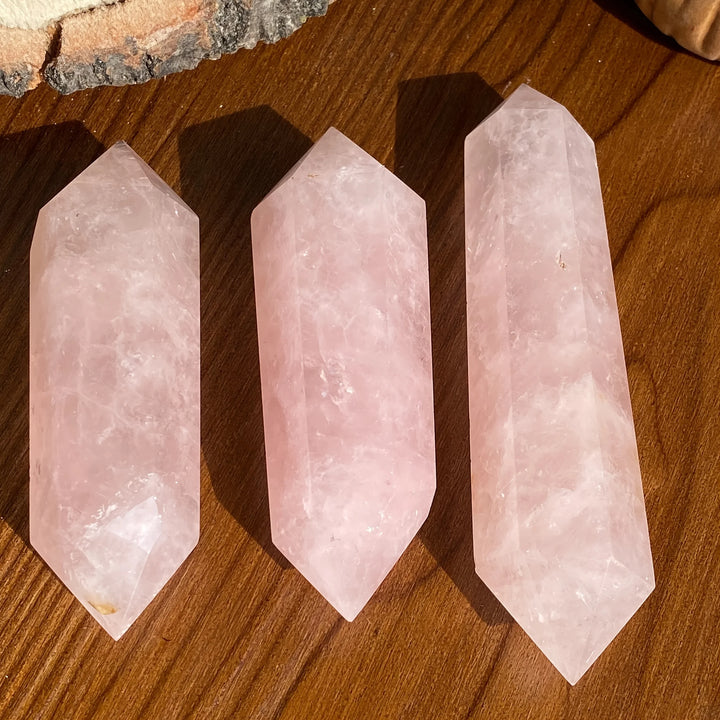 Rose Quartz Crystal Double Point Wand