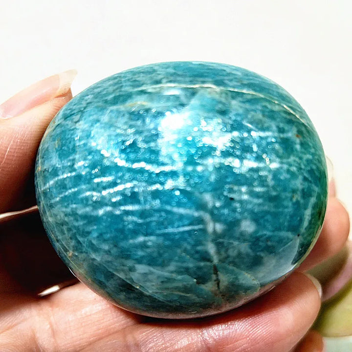 Amazonite Crystal Polished Palm Stone Natural Specimen