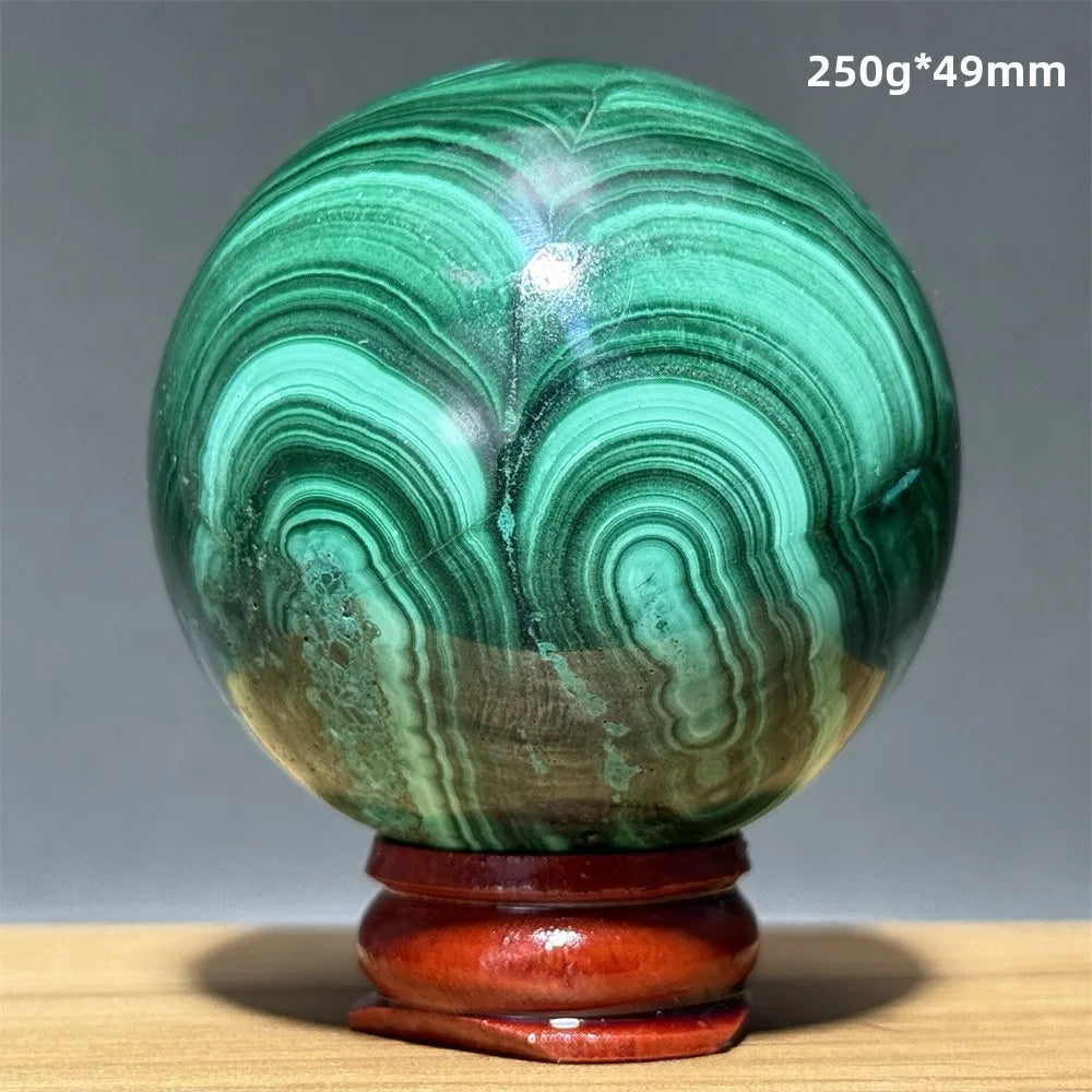 Malachite Crystal Polished Sphere with Display Base