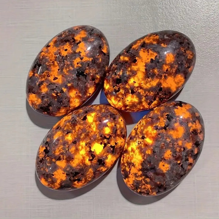 Yooperlite Crystal Palm Stone Flame UV Reactive Glow