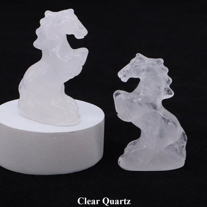 Natural Crystal Carved Horse Figurine Multi Stone Statue