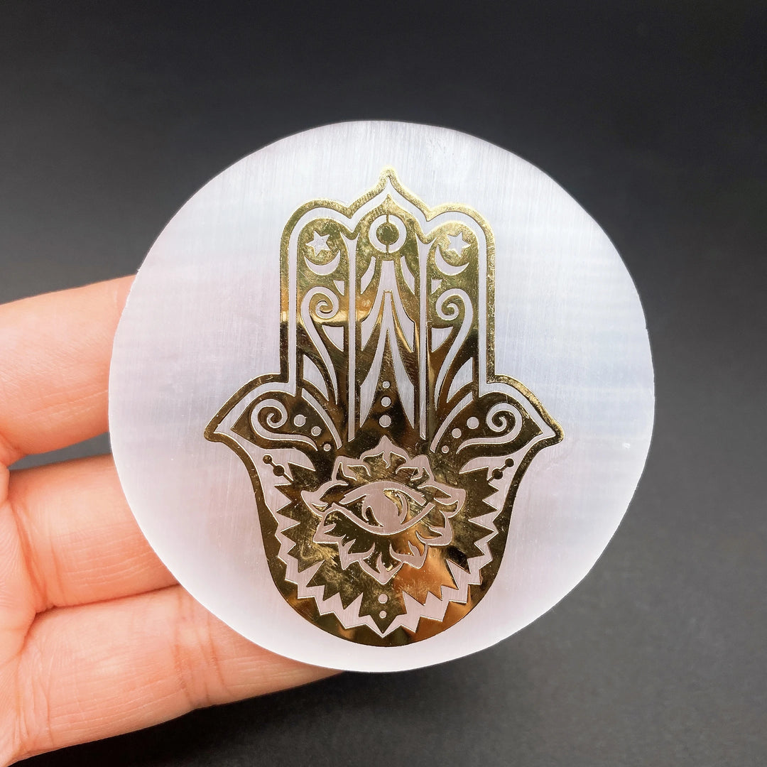 Selenite Crystal Charging Plate Engraved