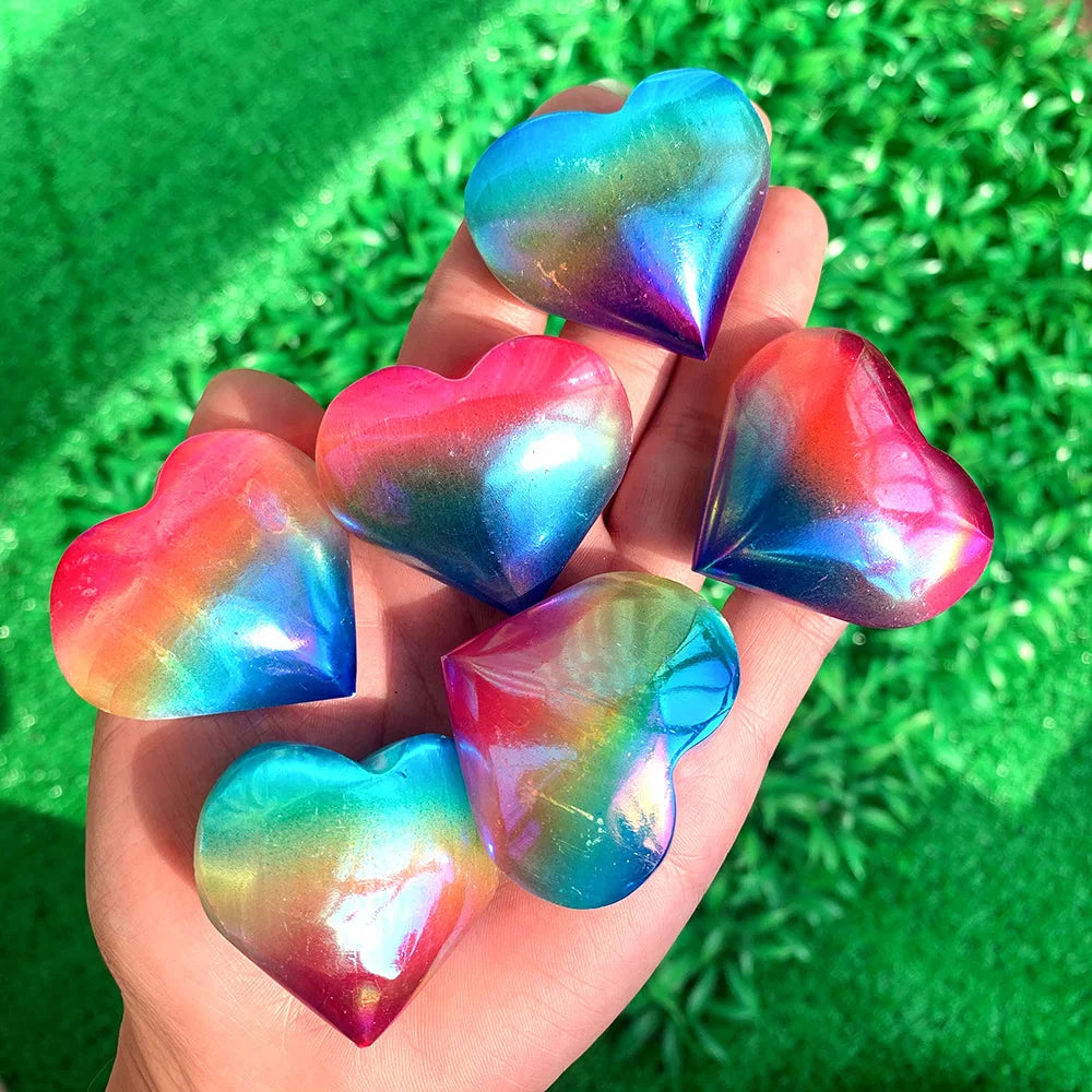 Aura Selenite Crystal Heart