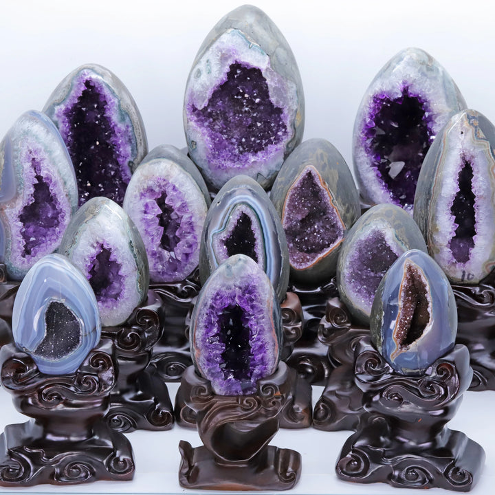 Amethyst Crystal Natural Geode With Stand Statement Piece