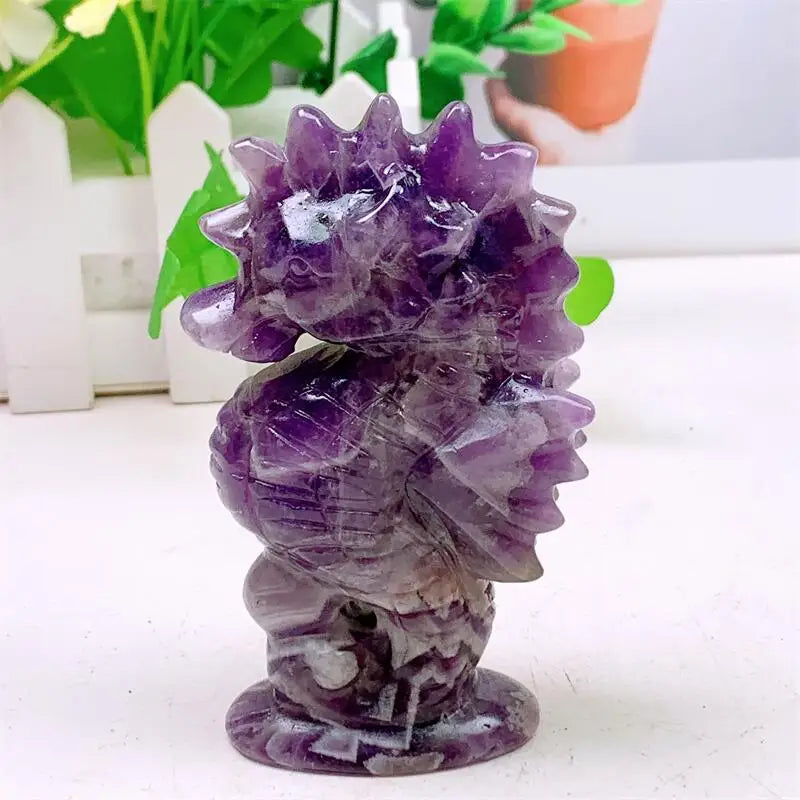 Dream Amethyst Crystal Carved Seahorse