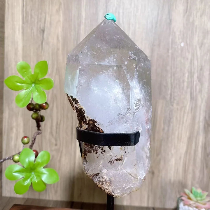 Clear Fat Quartz Crystal Tower with Display Stand