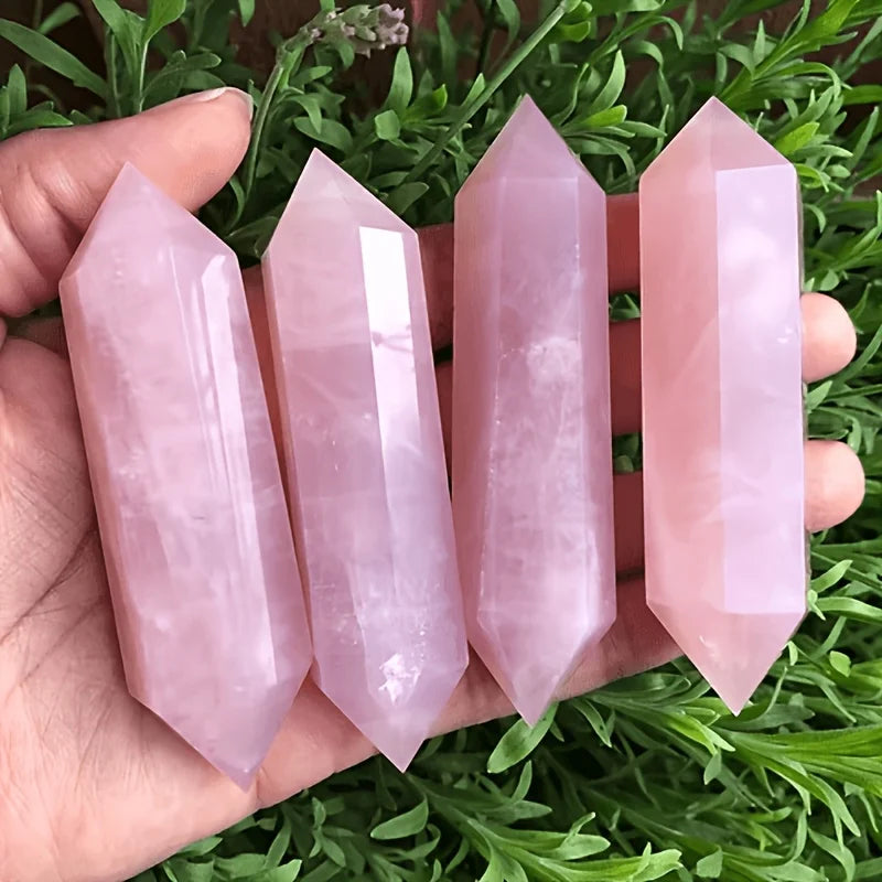 Rose Quartz Crystal Double Point Wand