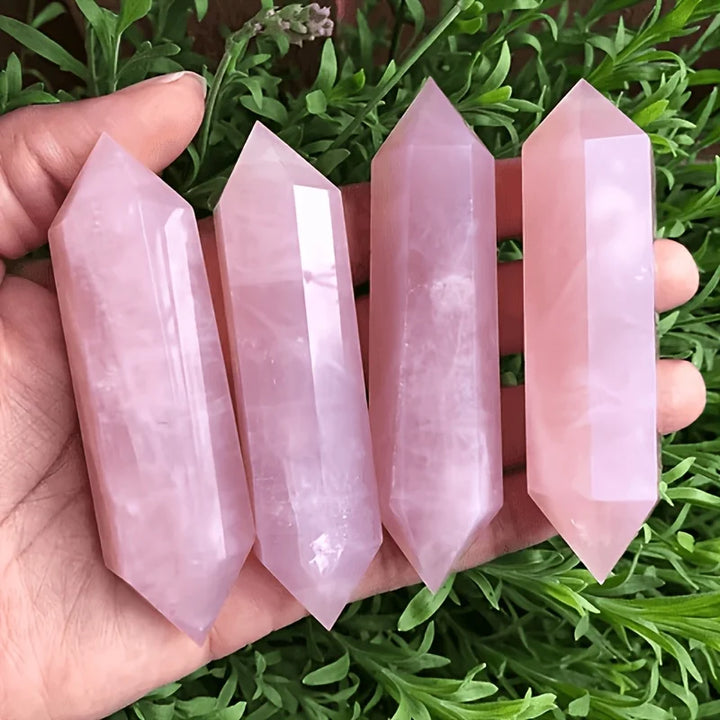 Rose Quartz Crystal Double Point Wand