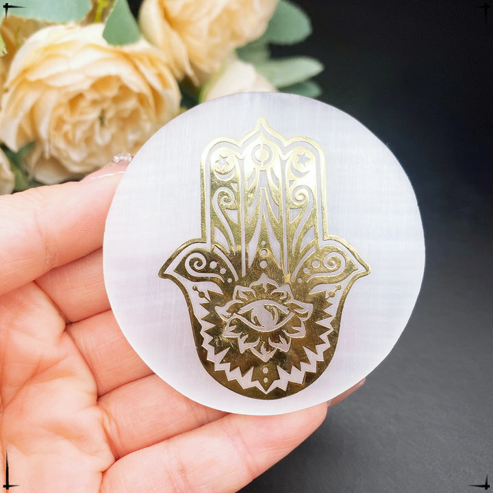 Selenite Crystal Charging Plate Engraved