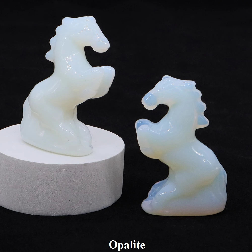 Natural Crystal Carved Horse Figurine Multi Stone Statue