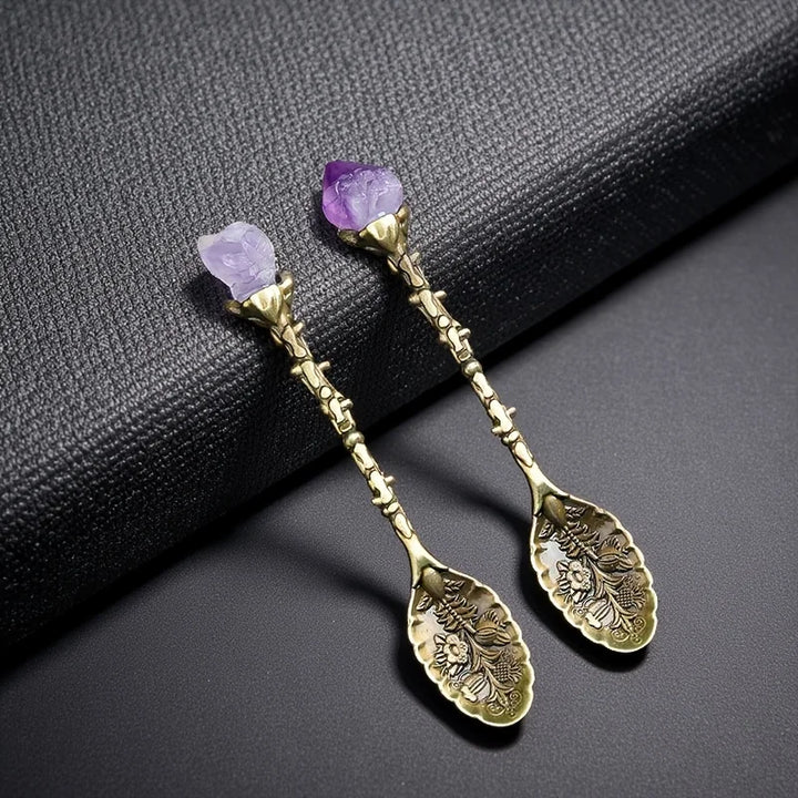 Amethyst Crystal Cluster Decorative Tea Spoon
