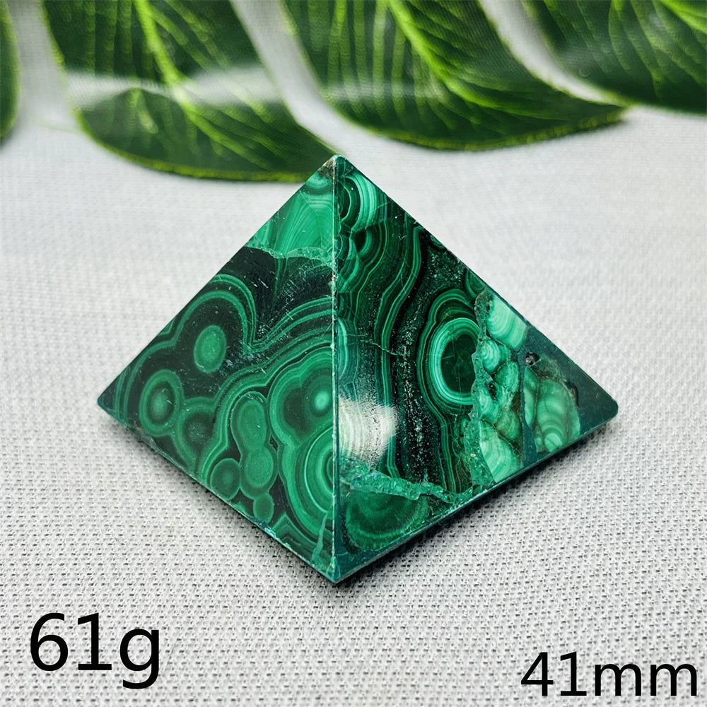 Malachite Crystal Pyramid Handcrafted Sacred Geometry