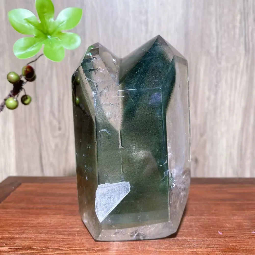 Green Phantom Quartz Crystal Double Terminated Tower