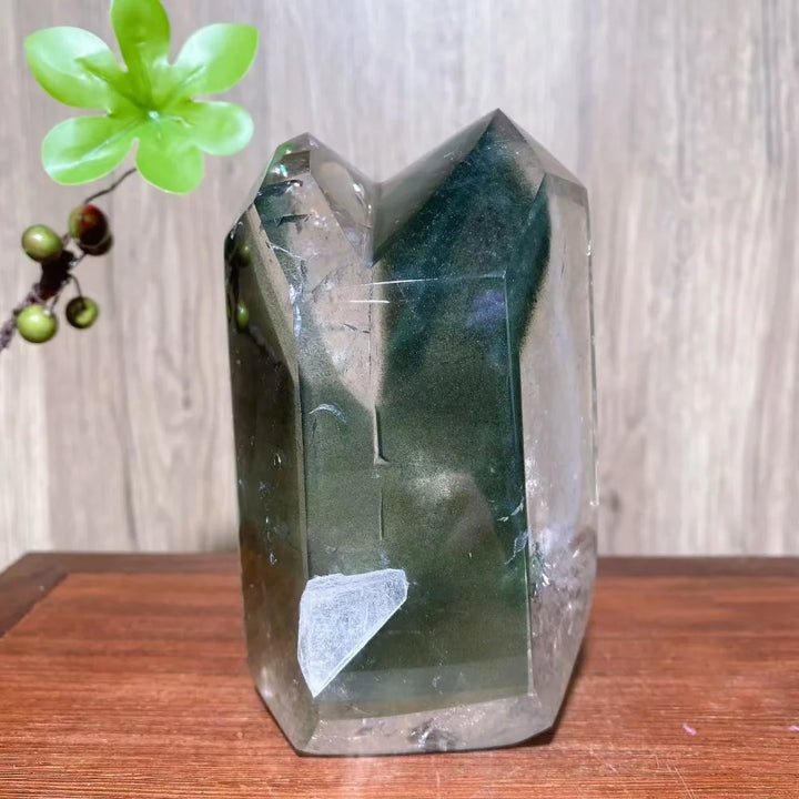 Green Phantom Quartz Crystal Double Terminated Tower