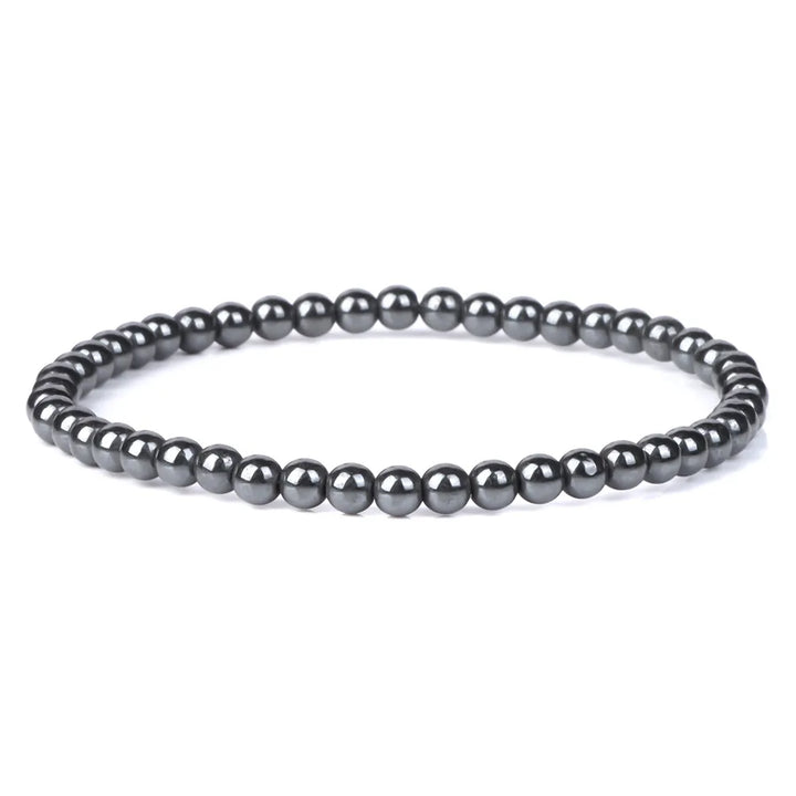 Natural Hematite Bead Bracelet Stretch Bangle Unisex