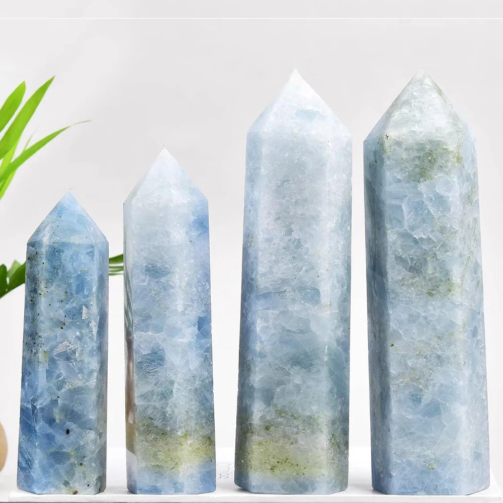 Celestite Crystal Tower Single Point Calming Blue