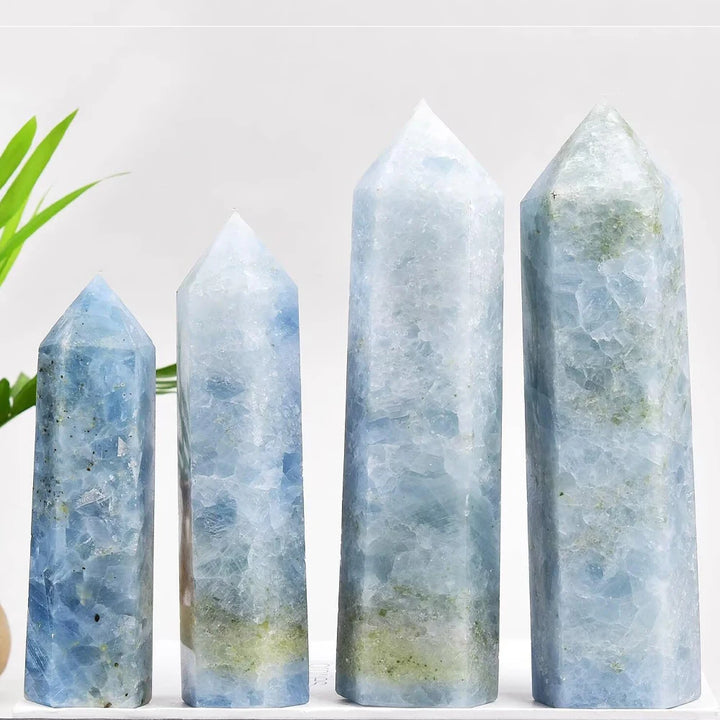 Celestite Crystal Tower Single Point Calming Blue