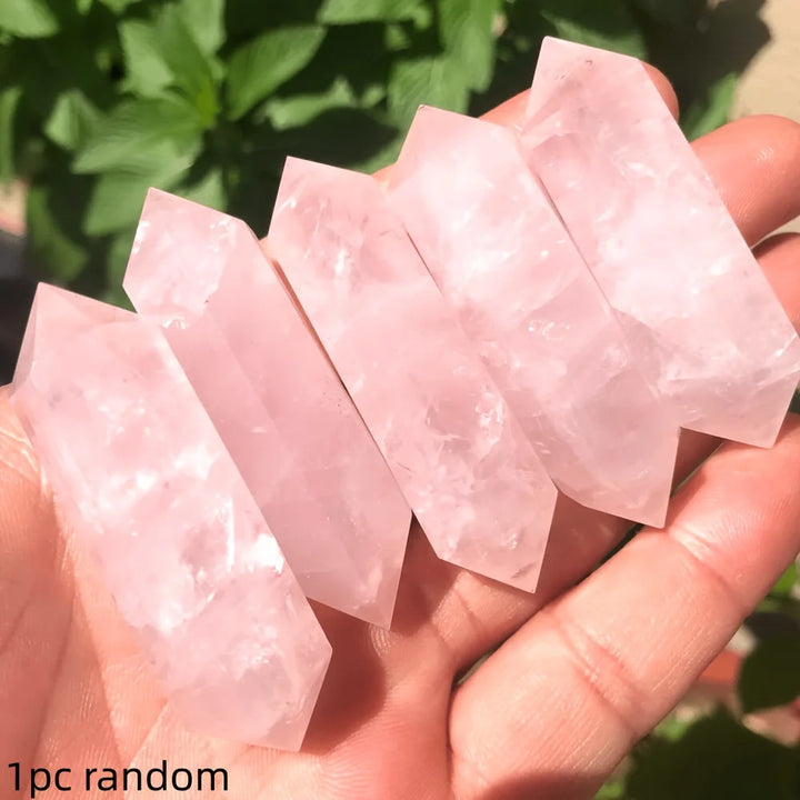 Rose Quartz Crystal Double Point Wand
