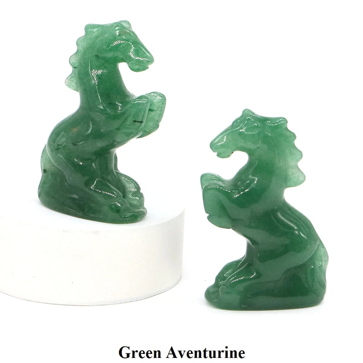 Natural Crystal Carved Horse Figurine Multi Stone Statue