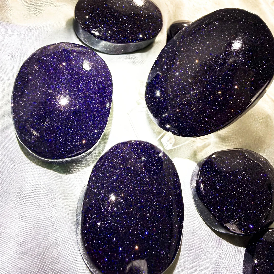 Blue Sandstone Crystal Palm Stone